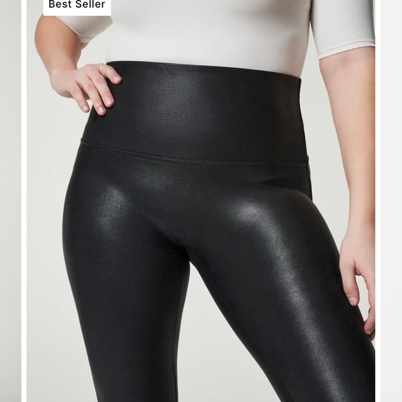 NWT Spanx Faux Leather PETITE Leggings size XL PETITE in Black - Picture 10 of 11